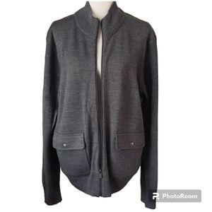 Michael Michael Kors zip front wool blend sweater long sleeve mock neck grey XL
